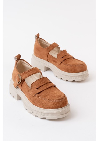 745-771 Taba Süet Kadın Günlük Yüksek Tabanlı Loafer Ayakkabı modelleri
