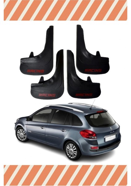 Renault Clio 3 Stw 2006-2012 Racing Yazılı 4'lü Tozluk Çamurluk Paçalık