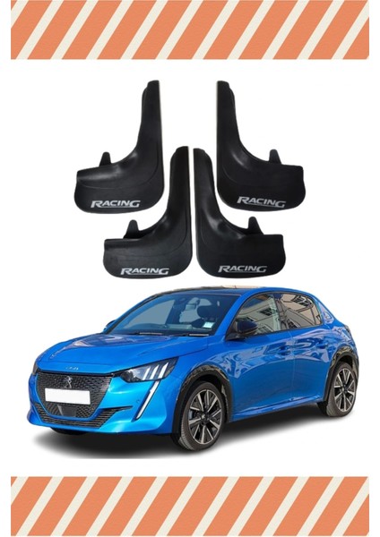 Peugeot 208 Tüm Kasalar Racing Yazılı 4'lü Tozluk Çamurluk Paçalık