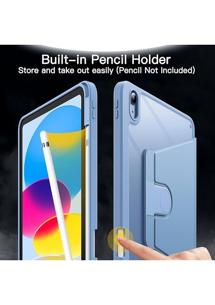 Apple ipad Air 4. 5.nesil 10.9 Inç Kılıf 360 Derece Döner Başlıklı Yatay ve Dikey Standlı Kılıf-Kalem Şarja Uygun