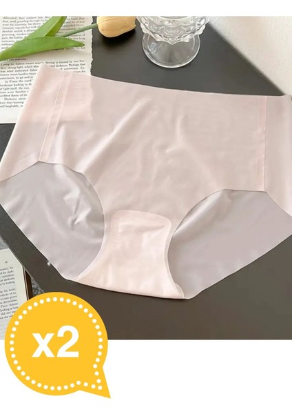 2'li Set Ultra Ince Mikro Şeffaf Dikişsiz Iz Yapmaz Buz Ipek Elastik Lazer Kesim Külot Fuşya