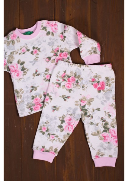 Büyük Çiçek Desenli Kız Bebek Eşofman Takımı Pamuk modelleri