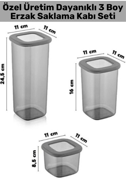 Dayanıklı Malzeme Tat Koku Geçirmez Esnek 3 Boy Gıda Erzak Saklama Kabı Seti