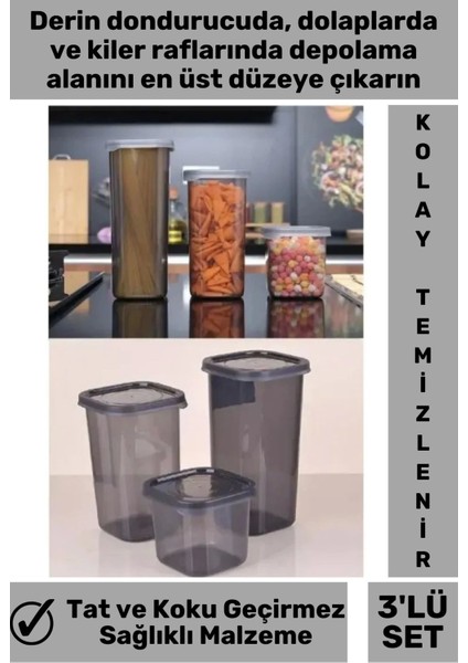 Dayanıklı Malzeme Tat Koku Geçirmez Esnek 3 Boy Gıda Erzak Saklama Kabı Seti fiyatları