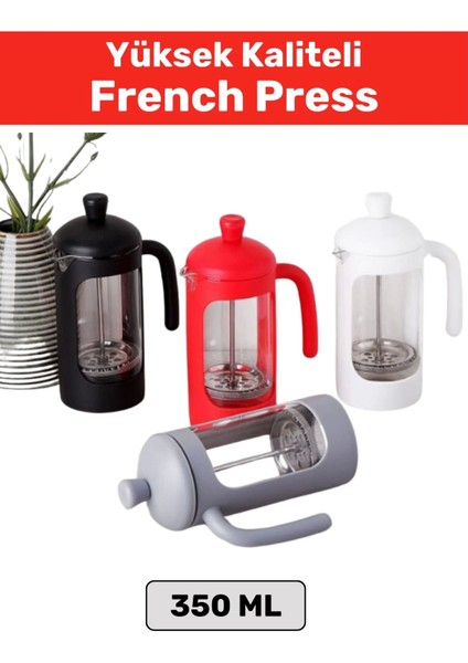 Özel Yüksek Kaliteli Isıya Dayanıklı Çelik Filtreli Çay Kahve Bitki Çayı Demleme French Press 350 ml