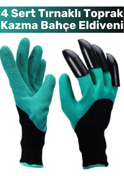 Özel Üretim Kauçuk Abs Plastik Delinmeye Dirençli 4 Sert Tırnaklı Kazma Dikme Kazıma Bahçe Eldiveni