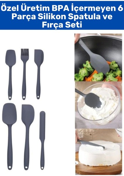 Özel Seri Gıda Sınıfı Bpa Içermeyen Mutfak Yemek Hazırlık Pratik 6 Parça Silikon Spatula Fırça Seti