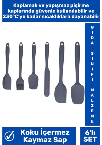 Özel Seri Gıda Sınıfı Bpa Içermeyen Mutfak Yemek Hazırlık Pratik 6 Parça Silikon Spatula Fırça Seti