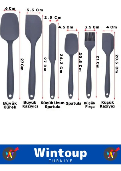 Özel Seri Gıda Sınıfı Bpa Içermeyen Mutfak Yemek Hazırlık Pratik 6 Parça Silikon Spatula Fırça Seti