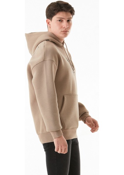 3 Iplik Yazı ve Kuş Baskılı Kapüşonlu Sweatshirt fırsatları