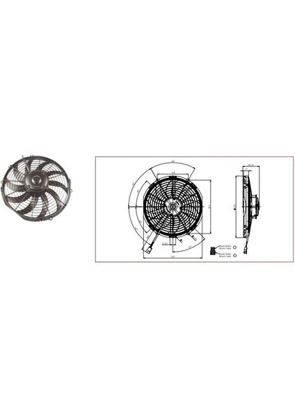 24V Fan Motoru Emici Aksiyel 12 " (Büyük Motorlu) (Dış Çap 335 Mm)