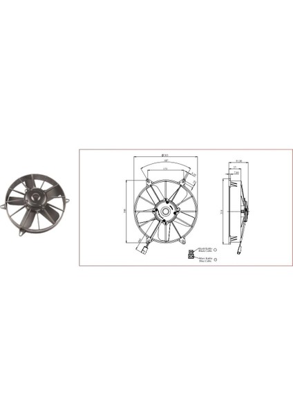 24V Fan Motoru Üfleyici Aksiyel 11 " Geniş (5 Kanat) (Dış Çap 310 Mm)