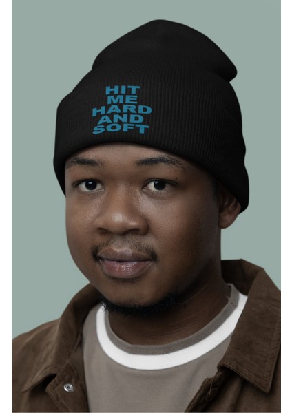 Unisex Hit Me Hard And Soft Yazılı Katlamalı Bere, Billie Eilish Baskılı Outdoor Kışlık Şapka