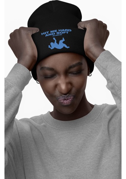 Unisex Billie Eilish Albüm Baskılı Katlamalı Bere, Hit Me Hard And Soft Yazılı Outdoor Kışlık Şapka