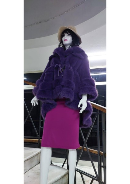 Yaka ve Kollar Kürklü Içi Nubuk Kemerli Kürk Kaban (70 Cm) modelleri