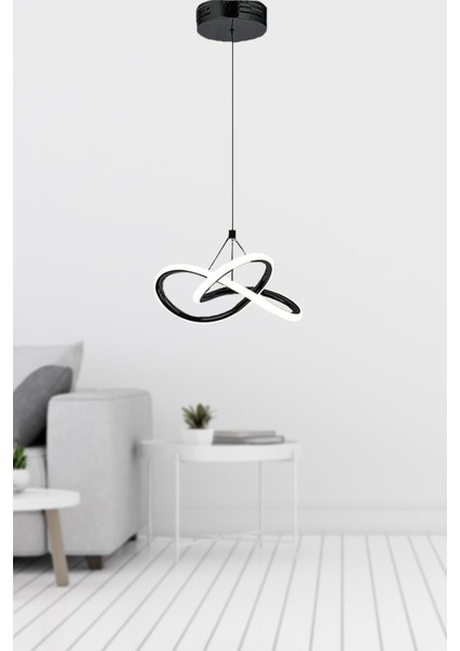 Modern Bolivia Tekli Siyah Sarkıt LED Beyaz Power Ledli Salon Mutfak Oda Hol Ledli Avize
