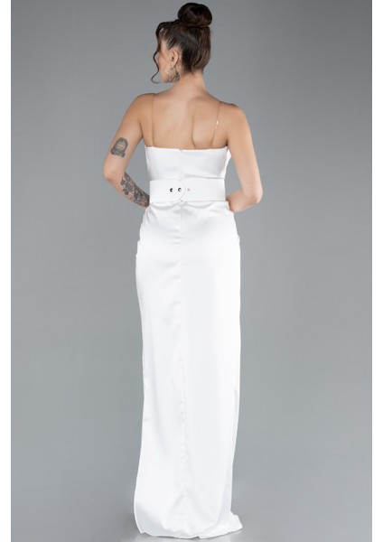 Straplez Kedi Kulağı Uzun Saten Abiye ABU2844 fiyatları