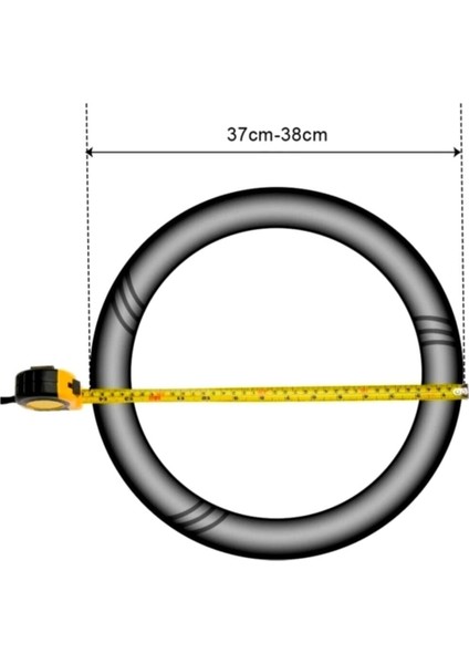 Universal Dikmeli Deri Direksiyon Kılıfı Soft Gri Yüzüklü Esnek Kokusuz 37-39CM