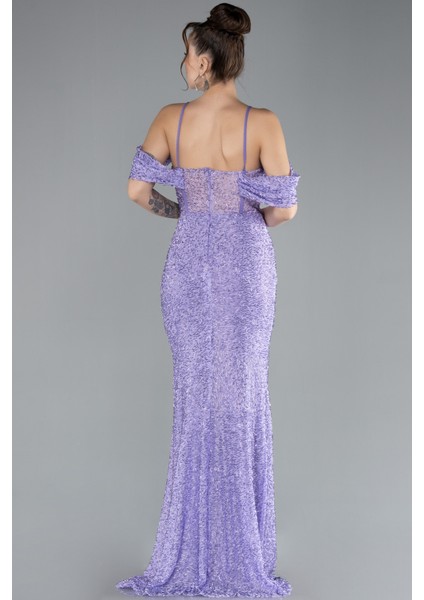 Bacak ve Omuz Dekolteli Uzun Boncuklu Abiye ABU4394 fiyatları