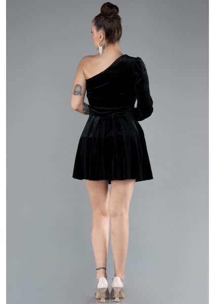 Tek Kol Şort Etekli Mini Kadife Gece Elbisesi ABK2183 modelleri