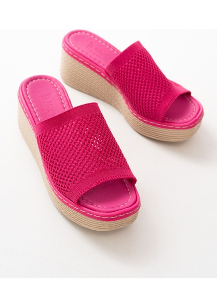 232-460 Fuşya Triko Günlük Ortopedik Dolgu Topuk Kadın Terlik fırsatları