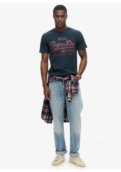 Bisiklet Yaka Lacivert Erkek T-Shirt M1012025A98T_CLASSIC Vl Graphıc T S