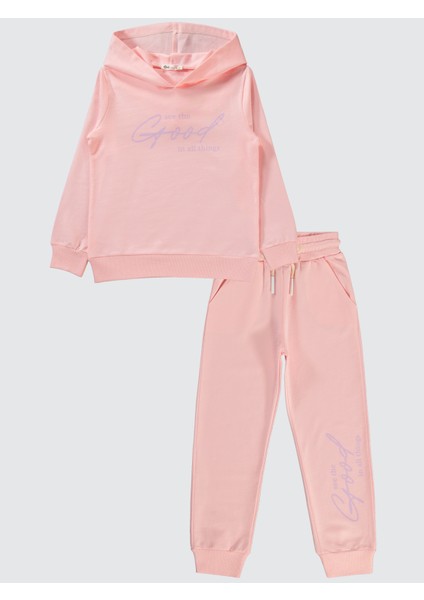Kız Çocuk Eşofman Takımı 6-9 Yaş Pudra