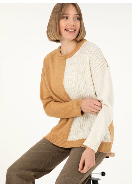 Bisiklet Yaka Comfort Fit Deve Tüyü Kazak Kadın Abelıa