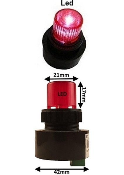 24V BUZZER KORNA (LED IŞIKLI) (DC/AC) 95 dB