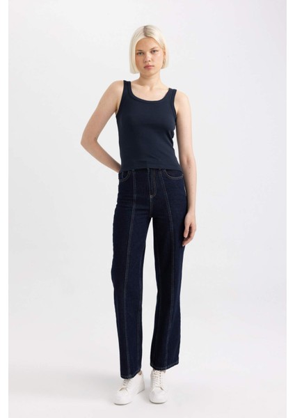 Slim Fit Dar Kesim U Yaka Ribana Atlet