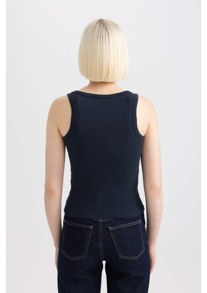 Slim Fit Dar Kesim U Yaka Ribana Atlet