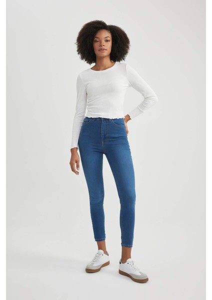 Kadın Mavi Anna-Super Skinny Fit Dar Kesim Pamuklu Kot Pantolon B8593AXNS fiyatları