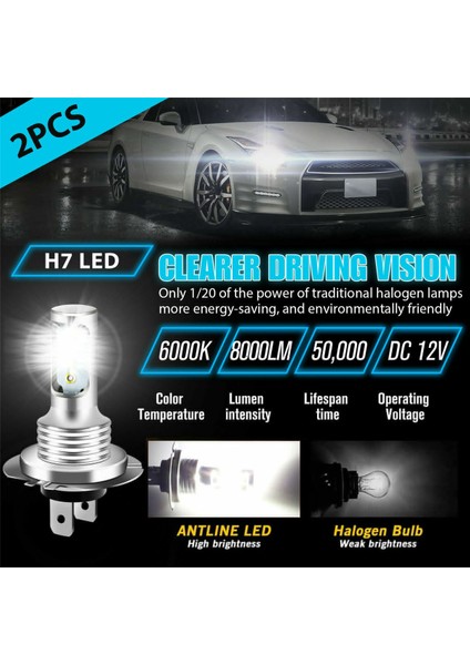 6x H7 LED Far 6000K Süper Beyaz 110W 8000LM Far Kiti Sis Ampulleri Kiti Düşük Huzme (Yurt Dışından)
