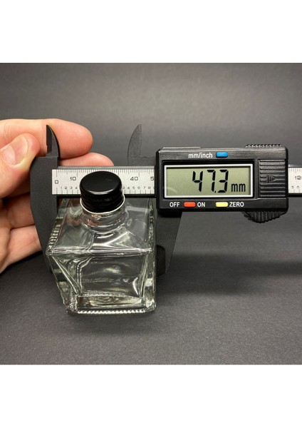 5 Adet Hediyelik Cam Kolonya Şişesi - 50 ml Kare Şişe + Siyah Metal Kapak + Kolonya Tıpalı Takım