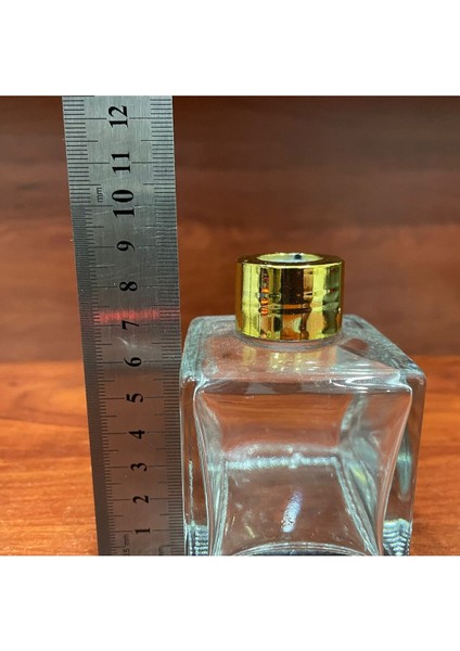 100 ml Kare Bambu Cam Bambu Oda Kokusu Şişesi + 3 Adet Fiber Siyah Bambu Çubuk