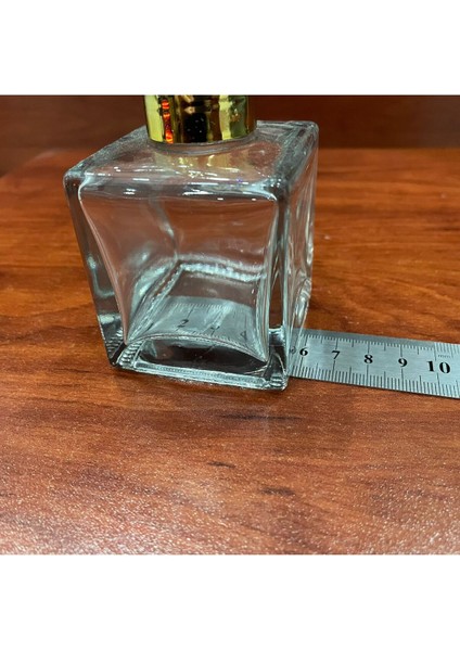 100 ml Kare Bambu Cam Bambu Oda Kokusu Şişesi + 3 Adet Fiber Siyah Bambu Çubuk