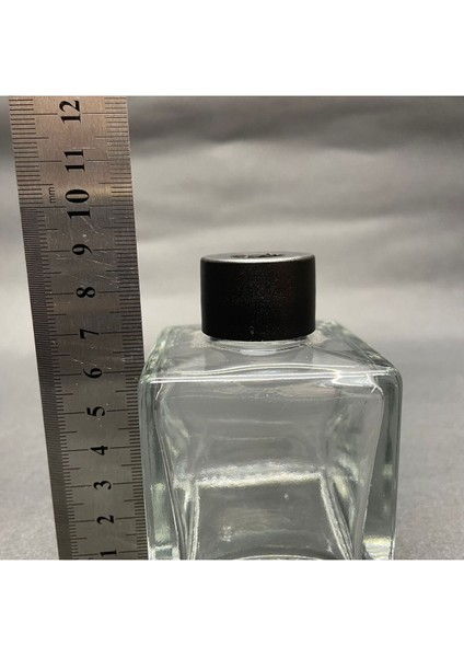 100 ml Kare Bambu Cam Bambu Oda Kokusu Şişesi + 3 Adet Fiber Siyah Bambu Çubuk
