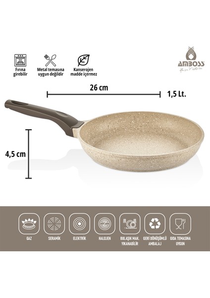 Montana 3 Parça Tencere Tava Granit Set (Cappucino)