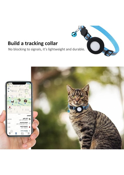 Kedi Tasması Tutucu, Hava Etiketi Için, 2'li Paket Kılıf Kapağı Siyah ve Mavi (Yurt Dışından)