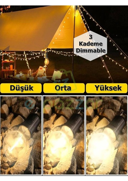 3 Adet Portatif Askılı 3 Kademeli Şarjlı Kamp Bahçe Araç Ev Araç Outdoor Işıldak Aydınlatma LED Lamba fırsatları