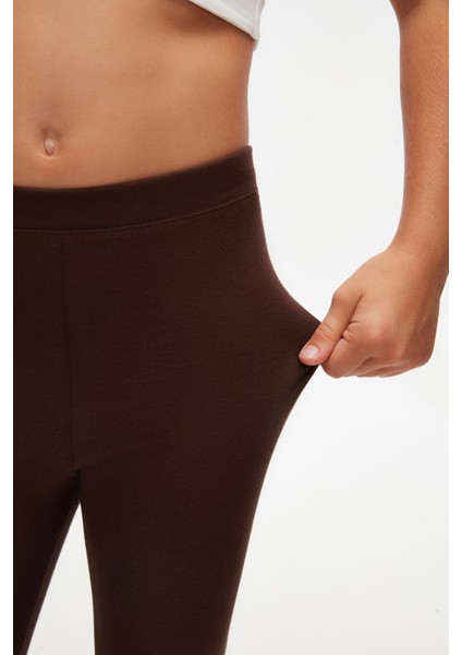 Kahverengi Basic Kız Çocuk Yazlık Tayt modelleri