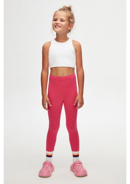 Fuşya Basic Kız Çocuk Yazlık Tayt