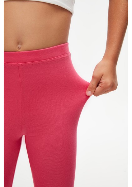 Fuşya Basic Kız Çocuk Yazlık Tayt modelleri