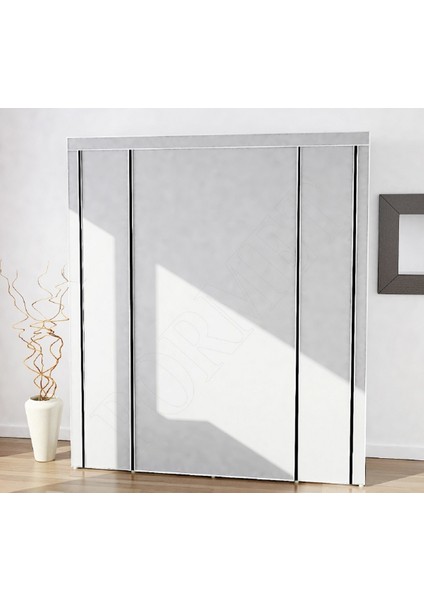 Bez Dolap Metal Profilli Lüx Handy Geniş Model Gardırop Gri