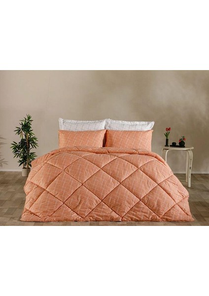 Easy Cotton Glimmer Comforter Set Çift Kişilik - Somon