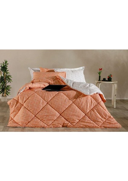Easy Cotton Glimmer Comforter Set Çift Kişilik - Somon