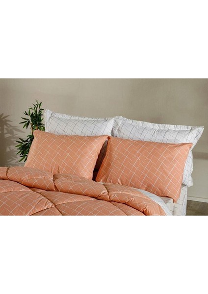 Easy Cotton Glimmer Comforter Set Çift Kişilik - Somon