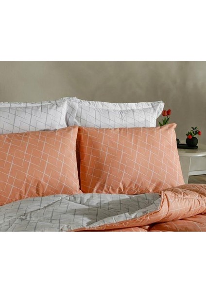 Easy Cotton Glimmer Comforter Set Çift Kişilik - Somon