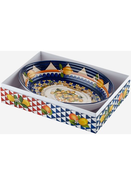 Capri Mavi Melamin Servis Kasesi 33 cm