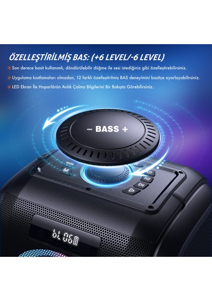 W-Kıng T9PRO Bluetooth Hoparlör 250W Partybox 24S Dinleme Işıklı Ipx5 Kablosuz Stereo Tws Ses Bombası Siyah fiyatları